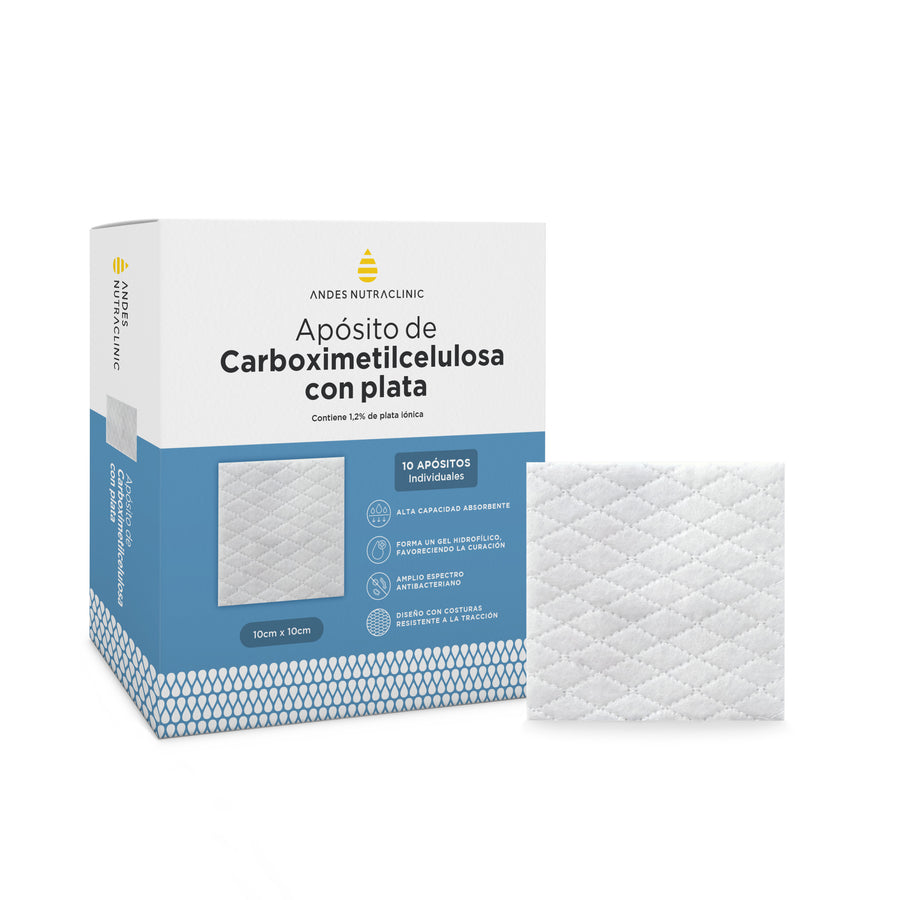 Apósito Carboximetilcelulosa con Plata 10 x 10 cm Caja x 10 unidades